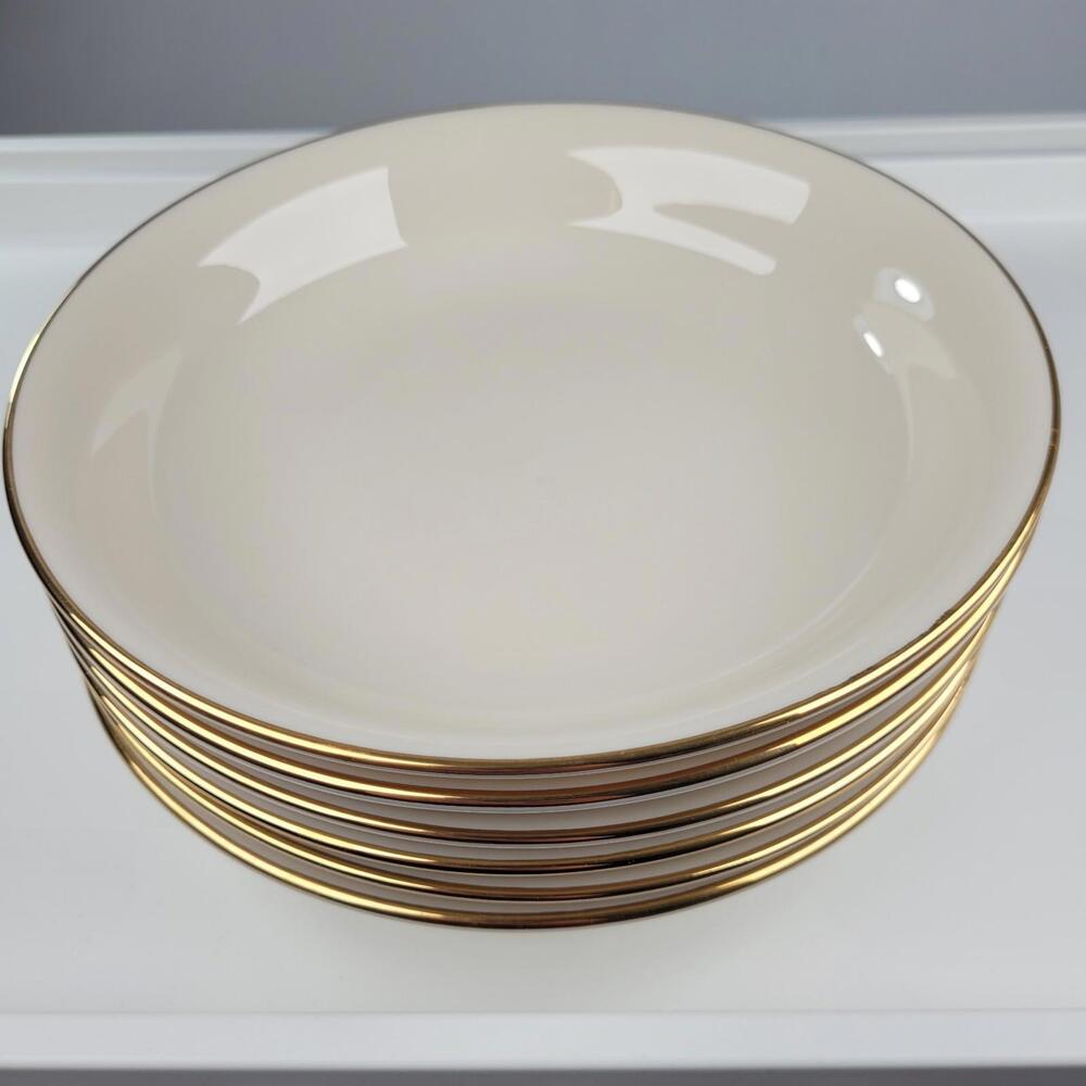 Lenox Cosmopolitan Collection HAYWORTH COUPE SOUP BOWLS Set Of 6 Gold Rimmed USA